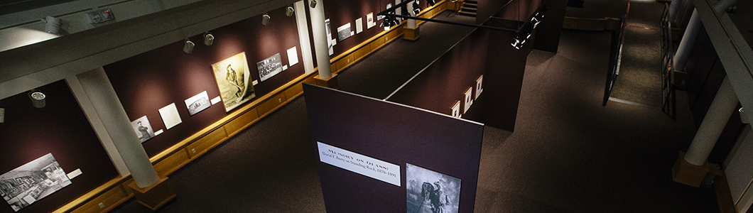 A photograph of a museum gallery from above.