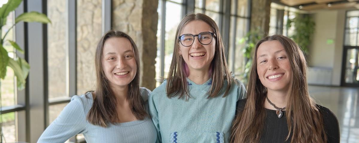 Montana State University 2025 Udall Scholars Damaris Addy, left, Grace Epperson, center, and Brookelyn Conti. MSU photo by Colter Peterson