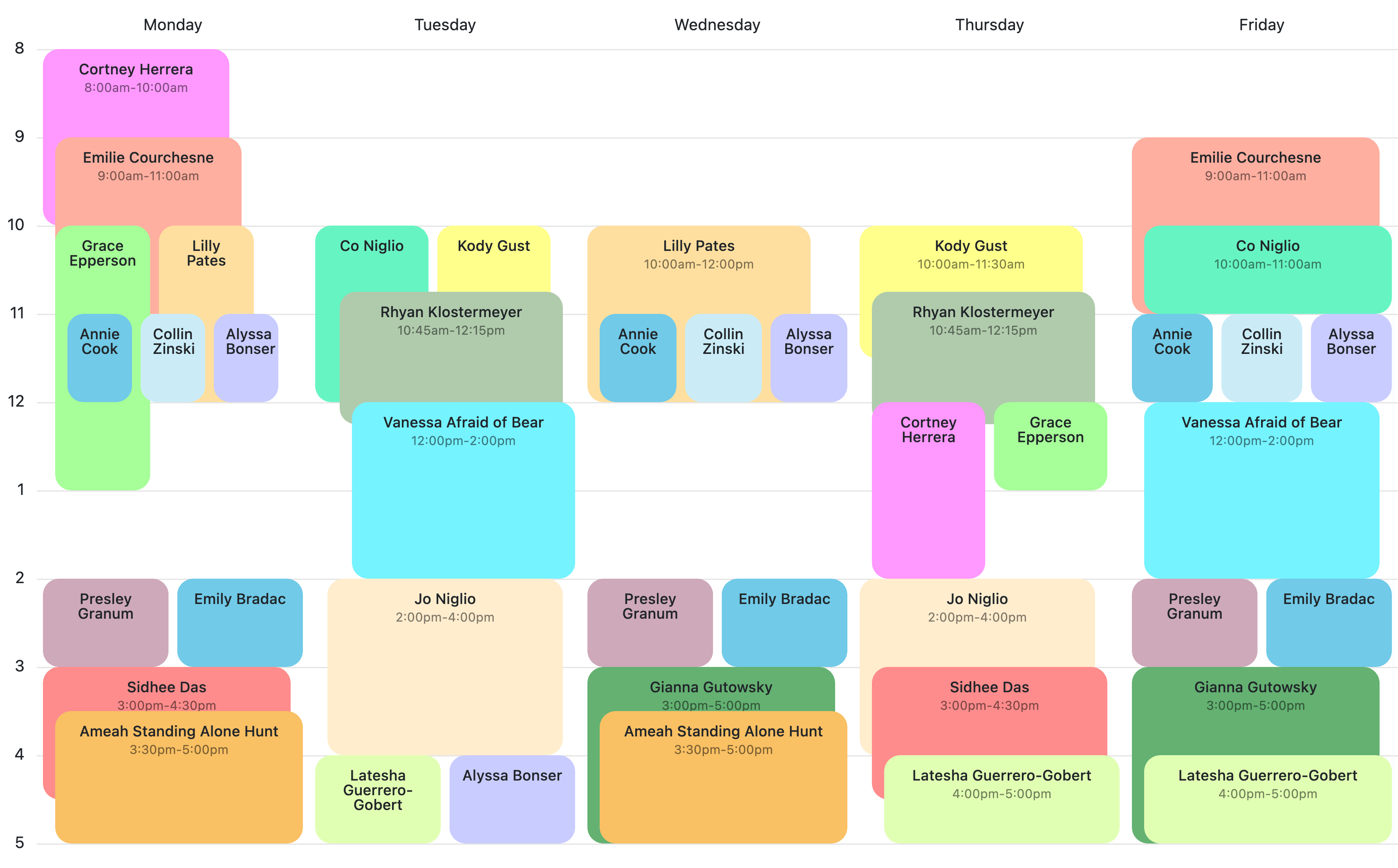 2025 Fall Tutoring Schedule
