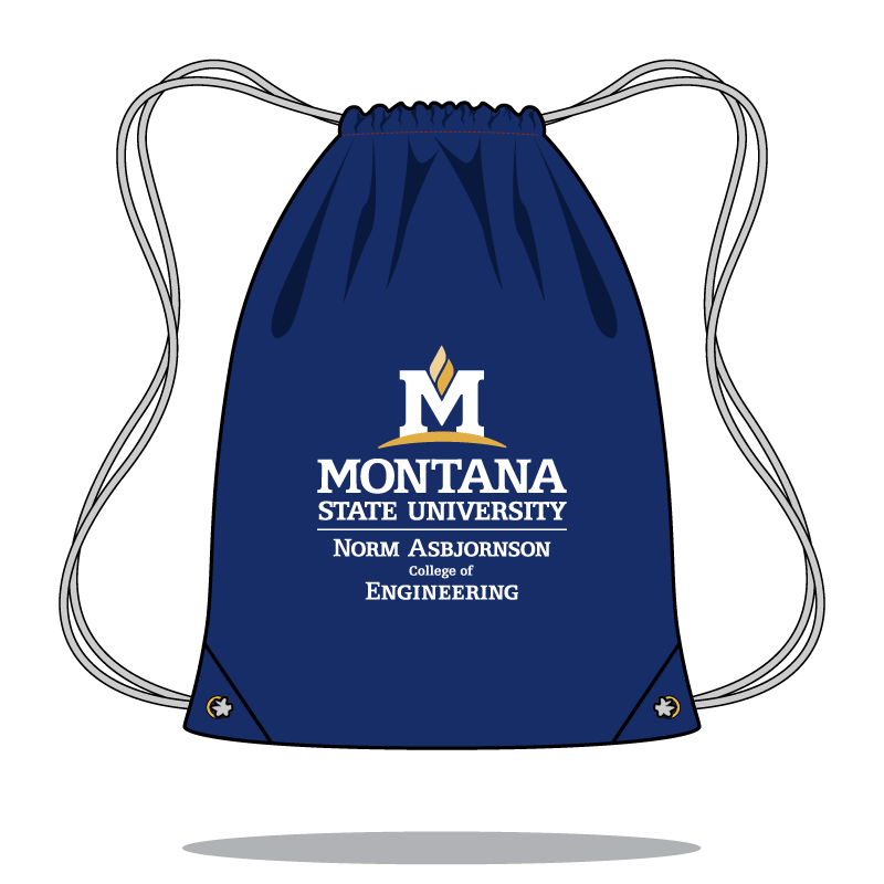 dark blue drawstring bag with msu logo