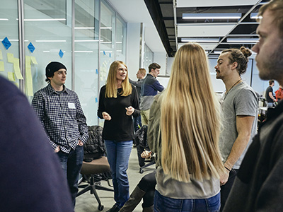 Students participate in a Design Thinking Workshop in Jabs Hall