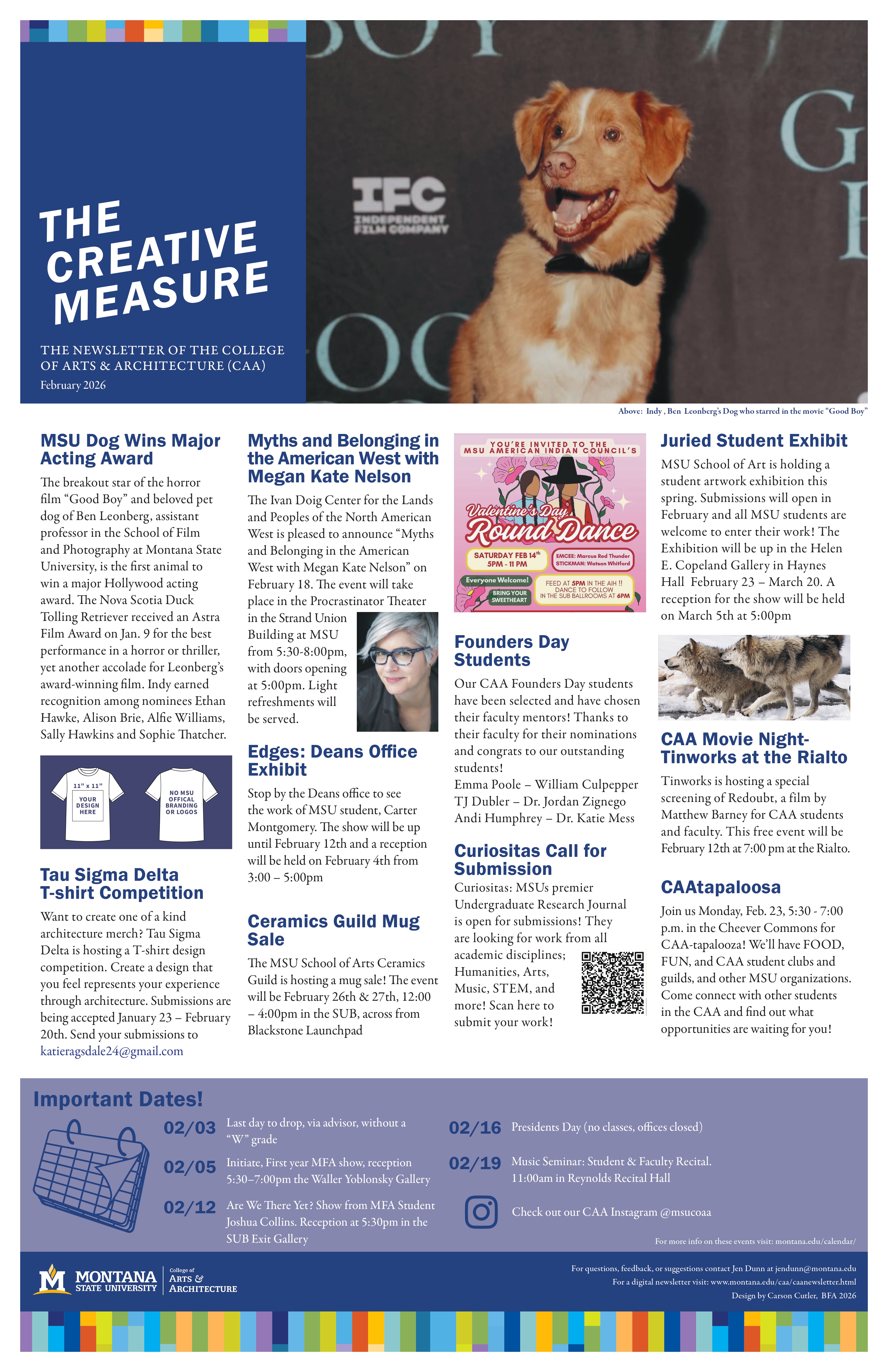 The February newsletter of the College of Art and Architecture.