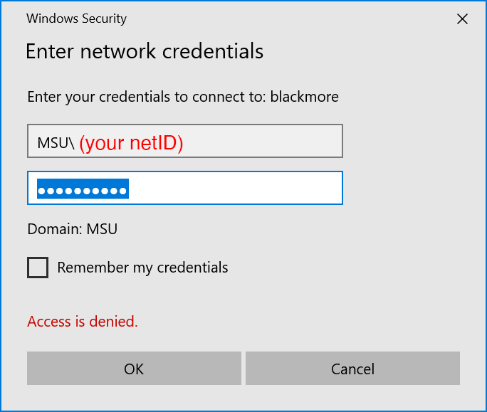 Login field for Blackmore