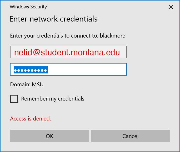 Login field for Blackmore