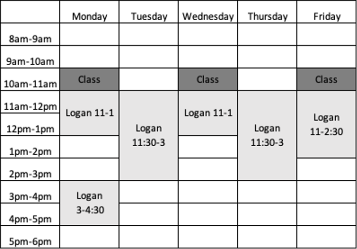 EGEN 331 schedule in table format