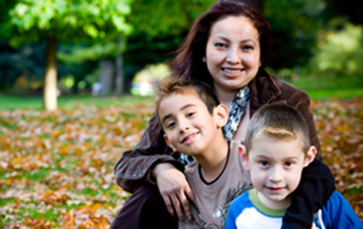 family outdoors in fall