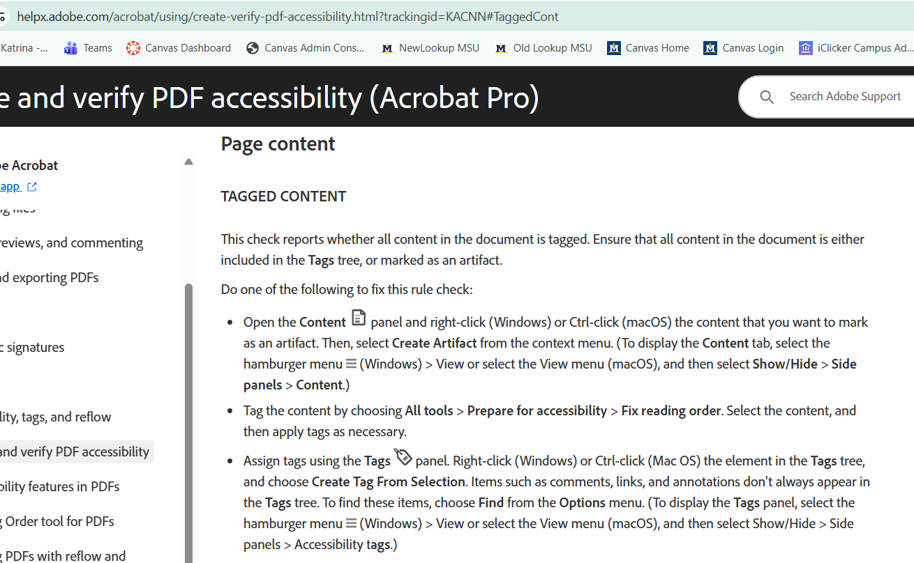 Adobe webpage explaining how to tag documents