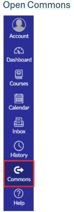 Global navigation with commons icon outlined in red