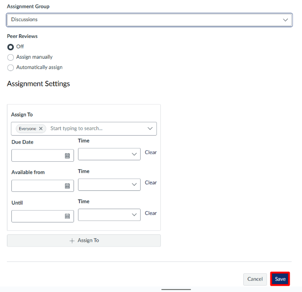 save button outlined in red in the bottom right-hand corner