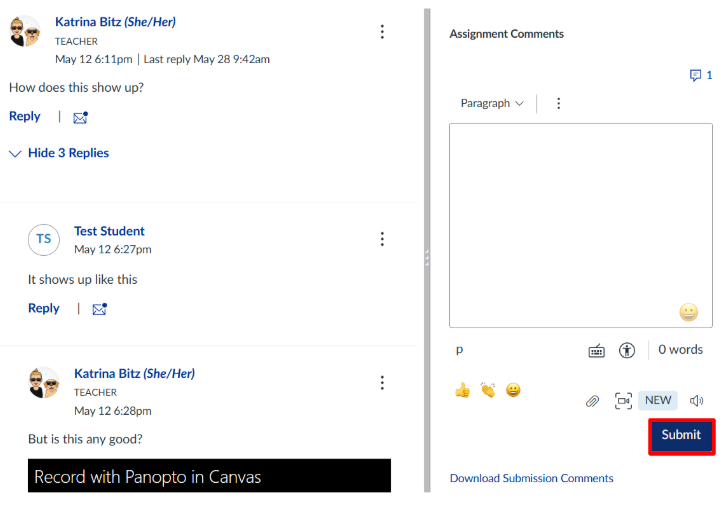 Save button for discussions in speedgrader