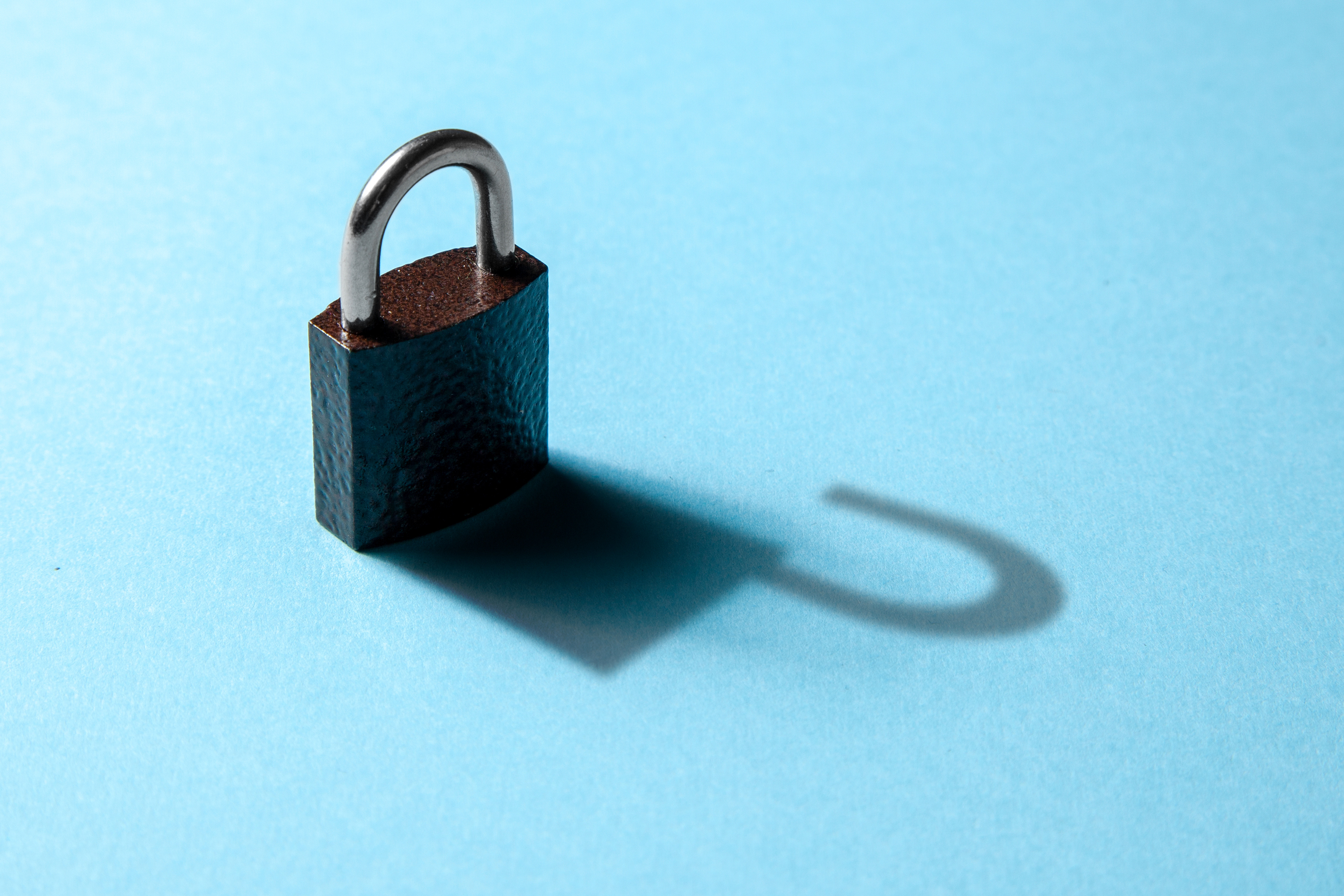 bolted lock with reflection of being unlocked