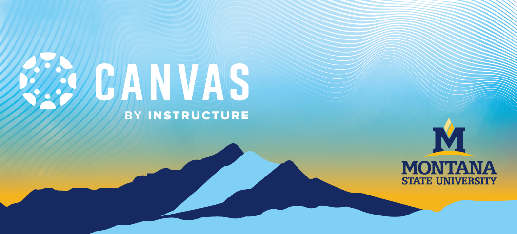 Canvas logo and MSU logo with silhouettes of mountains