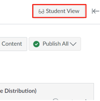 Button to view as a student is outline in red