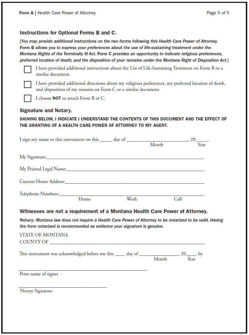 a worksheet assessing health care power of attorney