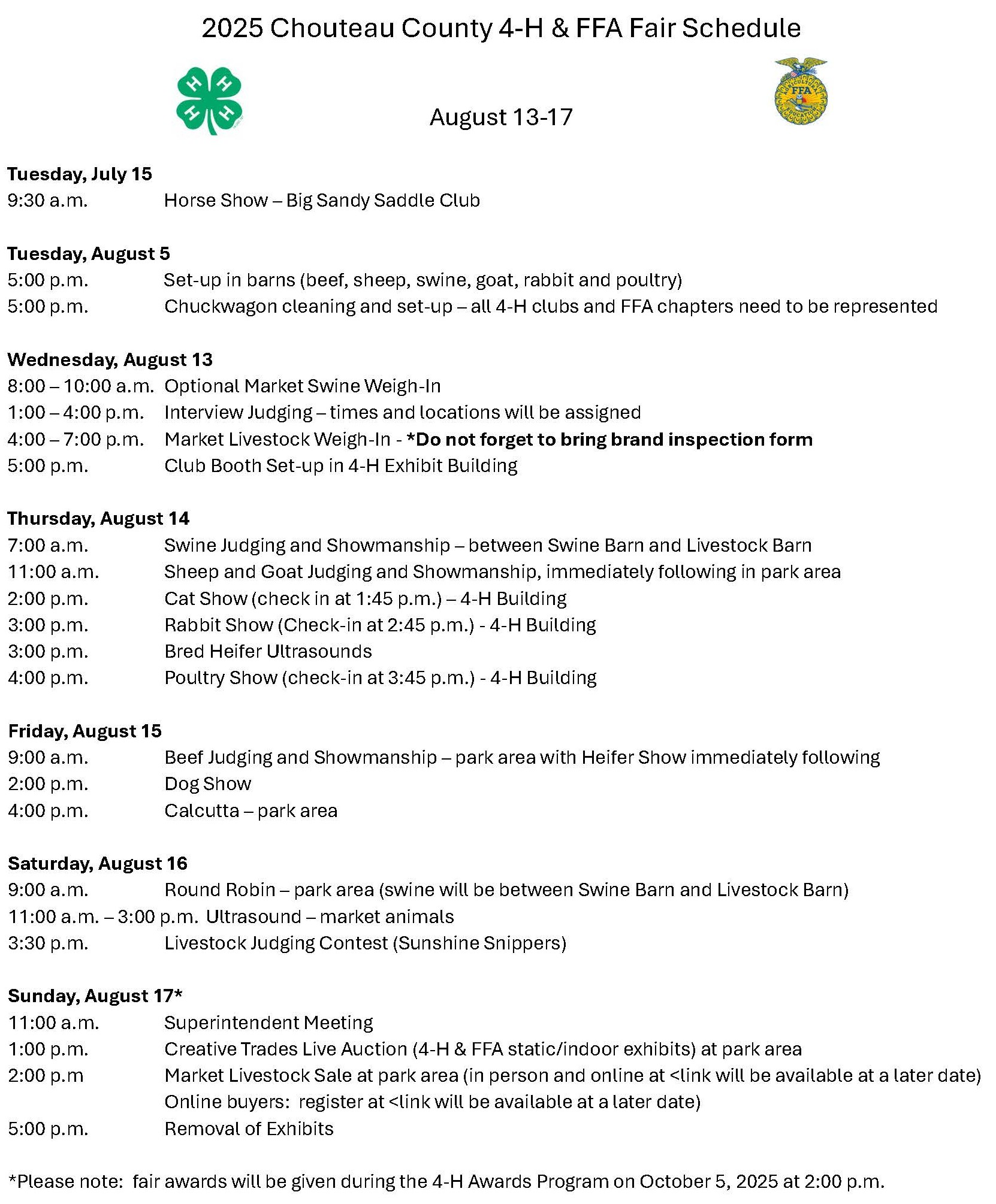 Chouteau County 4-H & FFA Fair