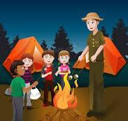 Camp Counselor with campers at fire image