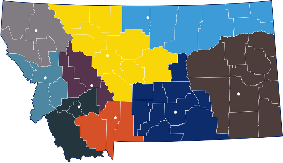 Montana Map of Memory Care Regions
