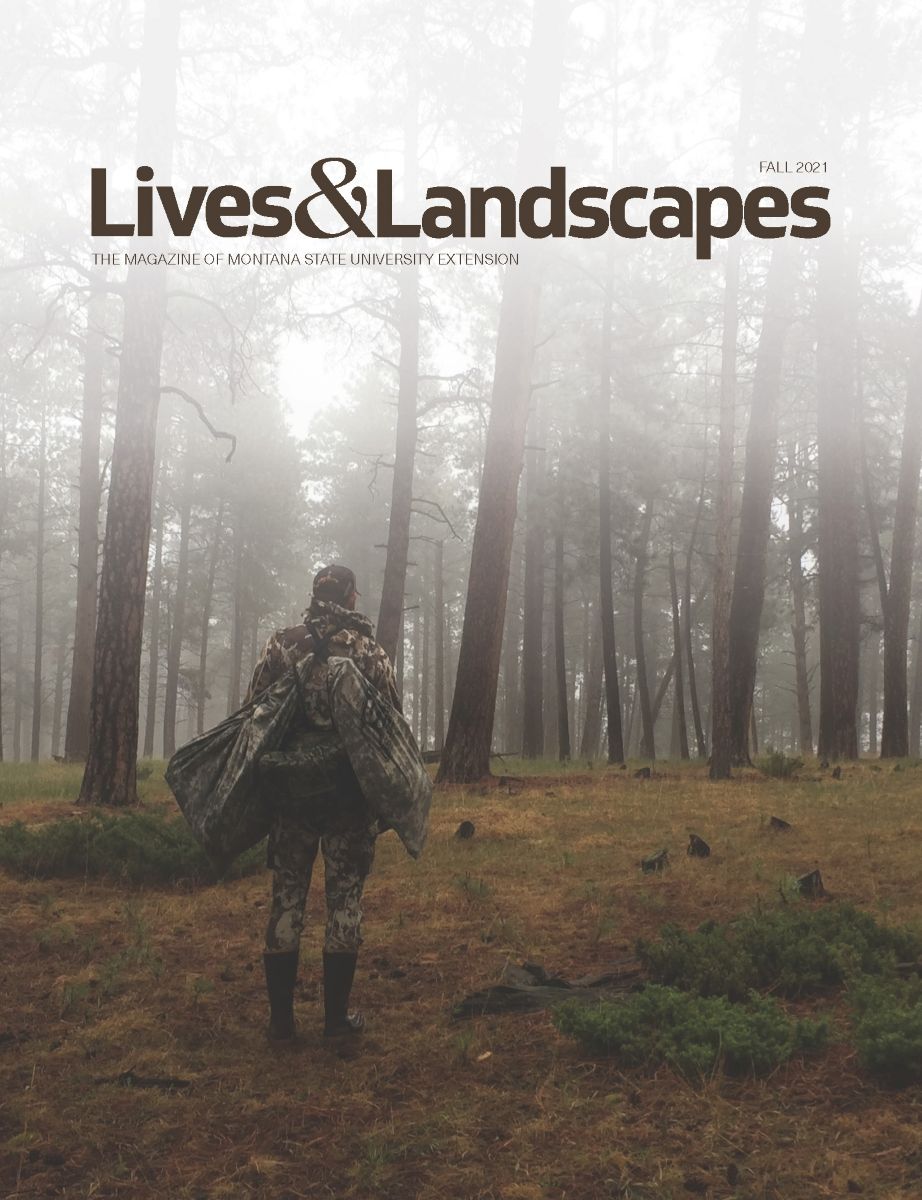 Cover image features a person dressed in camoflauge carrying a backpack standing in a misty forest with their back to the camera.