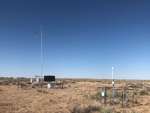 Mesonet Stations near Ingomar, MT appear as small fenced areas with weather monitoring equipment inside.