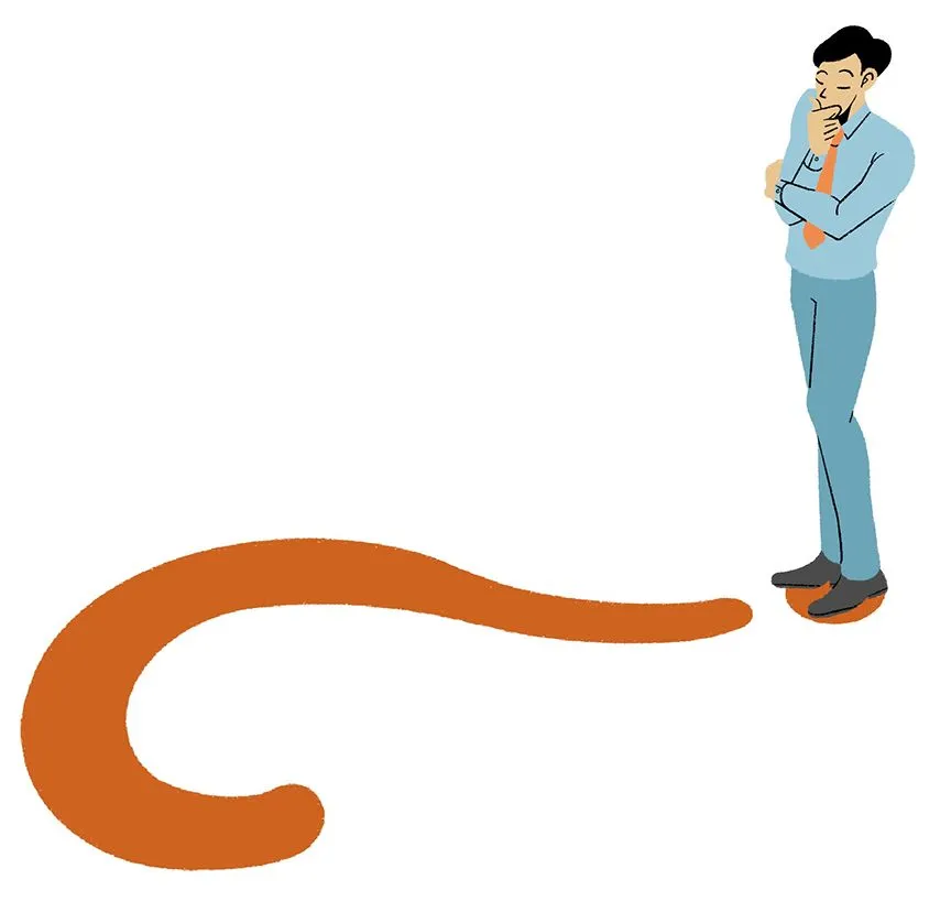 graphic of a man standing in front of a question mark