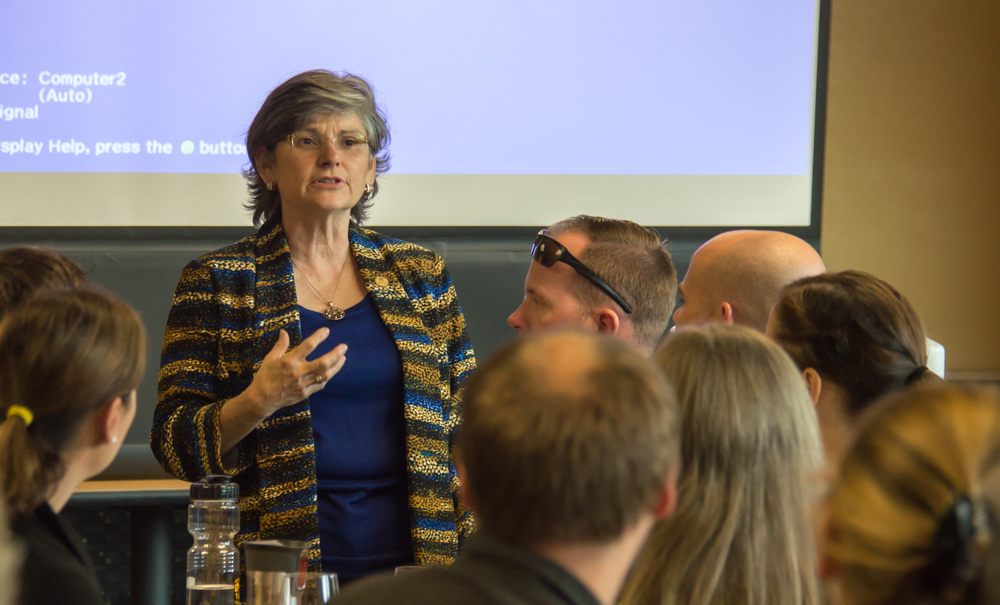 President Cruzado at new faculty orientation