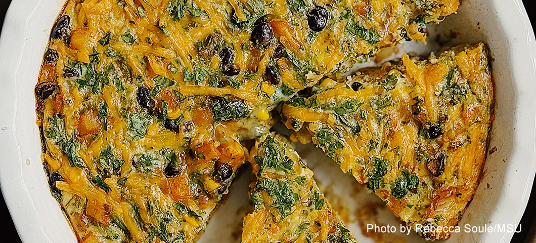 crustless quiche in a pan