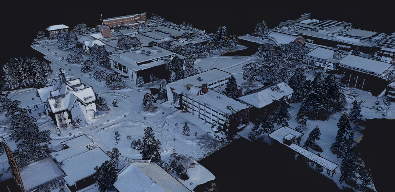 drone image with snow