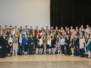 Students at the Presidential Scholars reception.