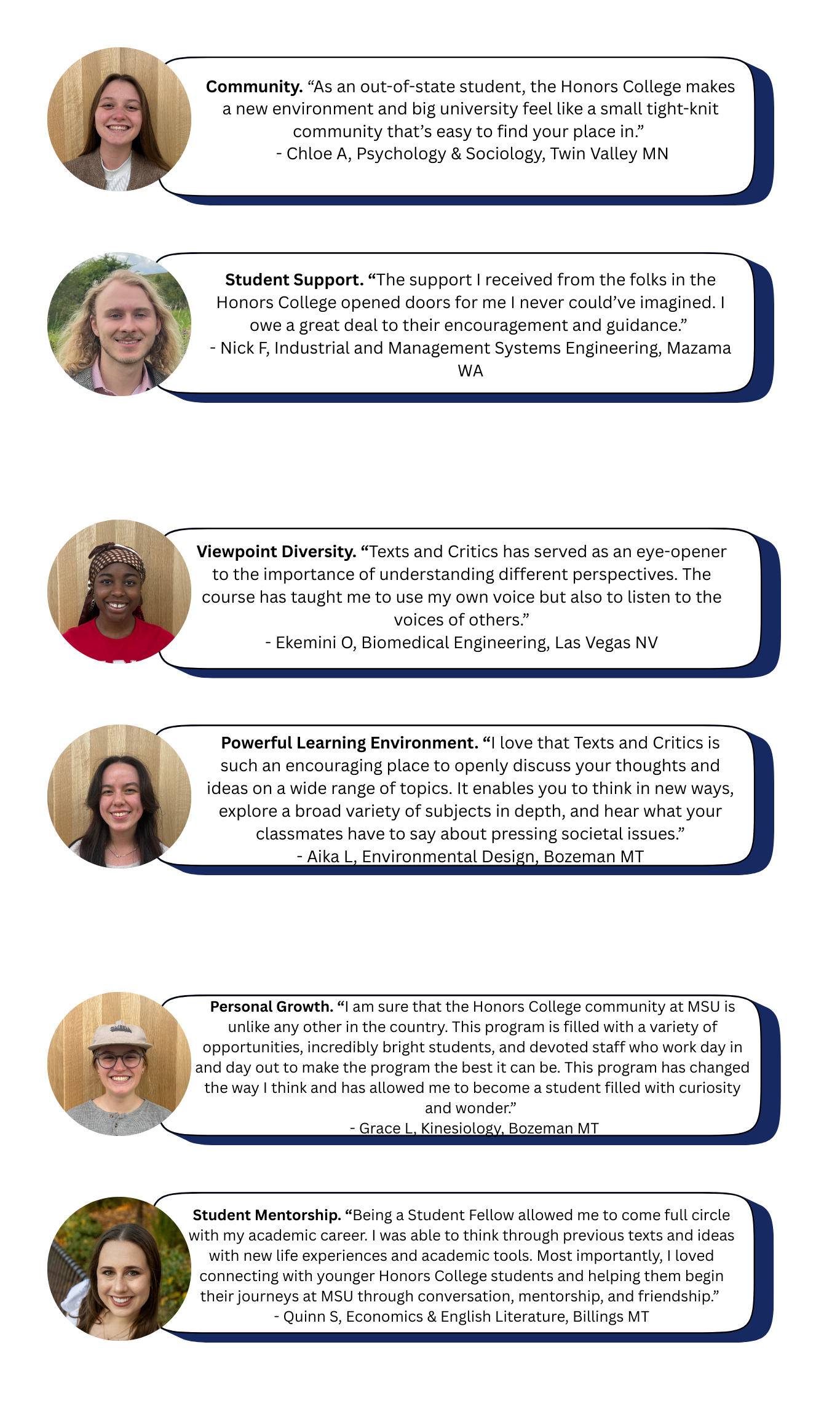 Student quotes & pictures