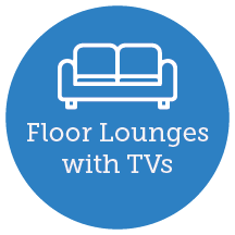 Floor lounges with flat screen TVs