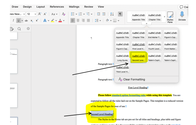 heading 2 style on a mac