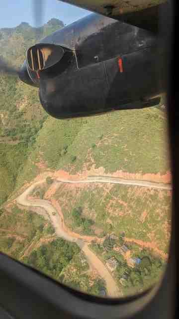 A view from inside the plane.