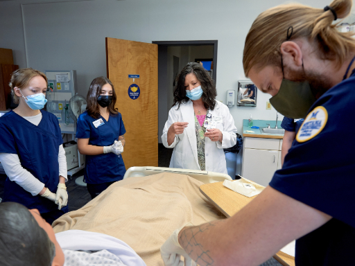 students working in sim lab