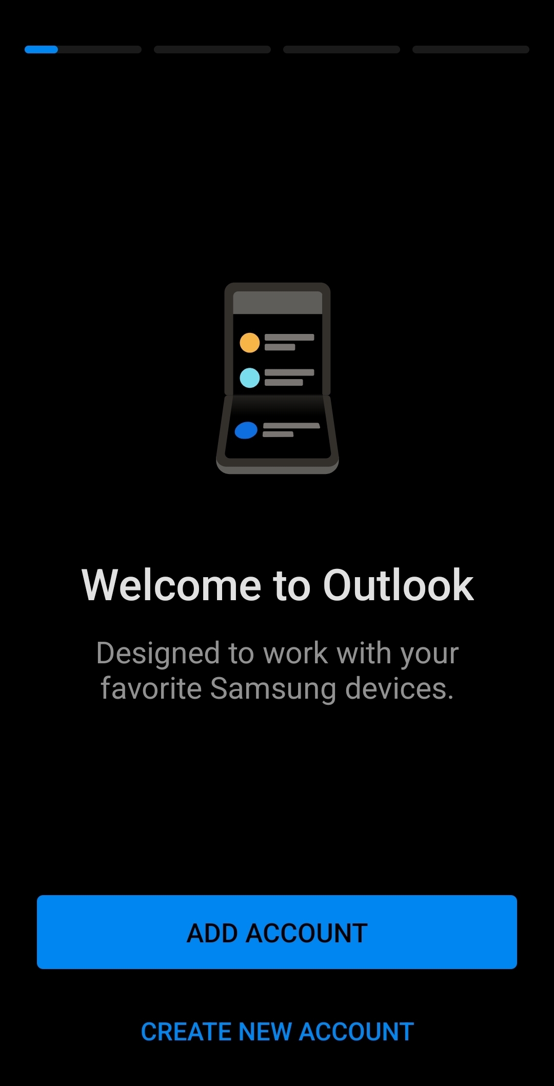 Outlook android app welcome screen