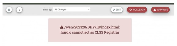 Approval Screen Error Message
