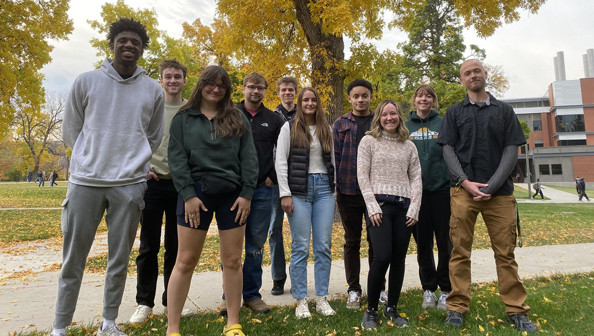 Psychology students standing in a group