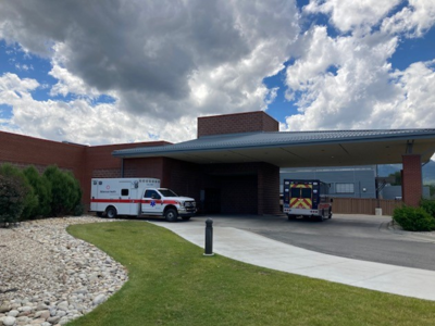 ambulance parked at rural facility