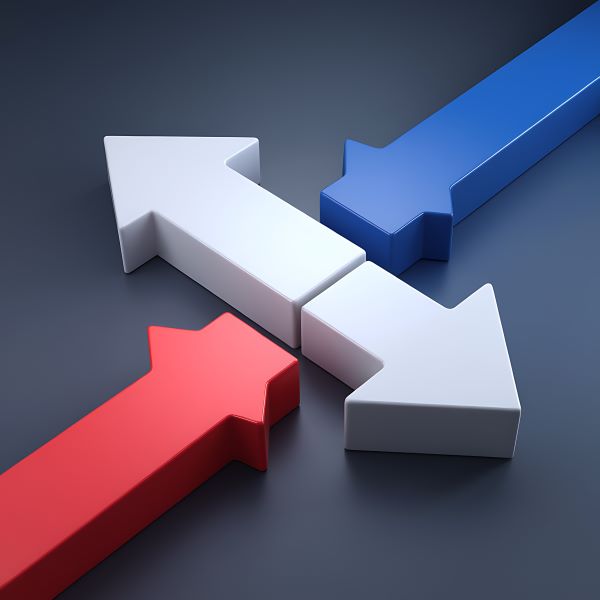 arrows pointing opposite directions