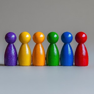 colorful wooden pegs