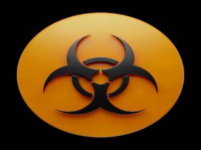 orange and black biosafety symbol