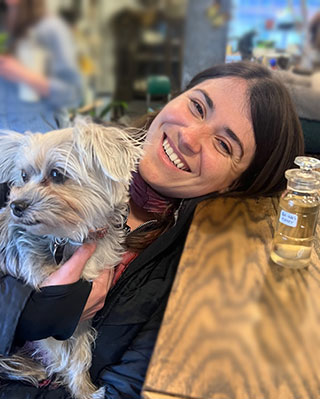 portrait of Daria Micovic with dog Peewee