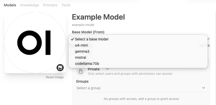 Model Selection On New Model Page