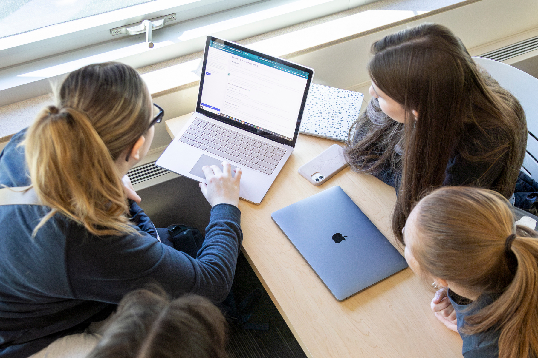 Students working on worksheets