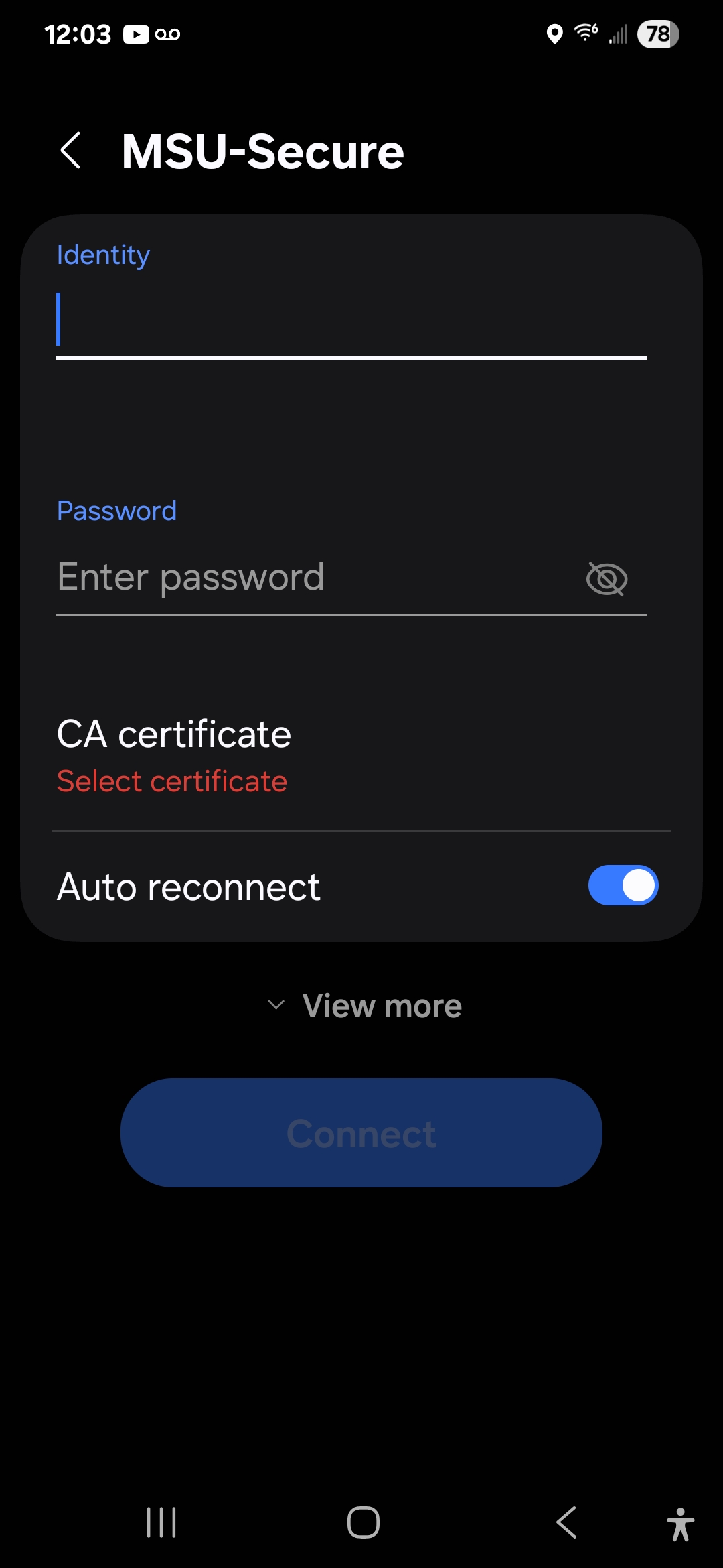 MSU-Secure login page